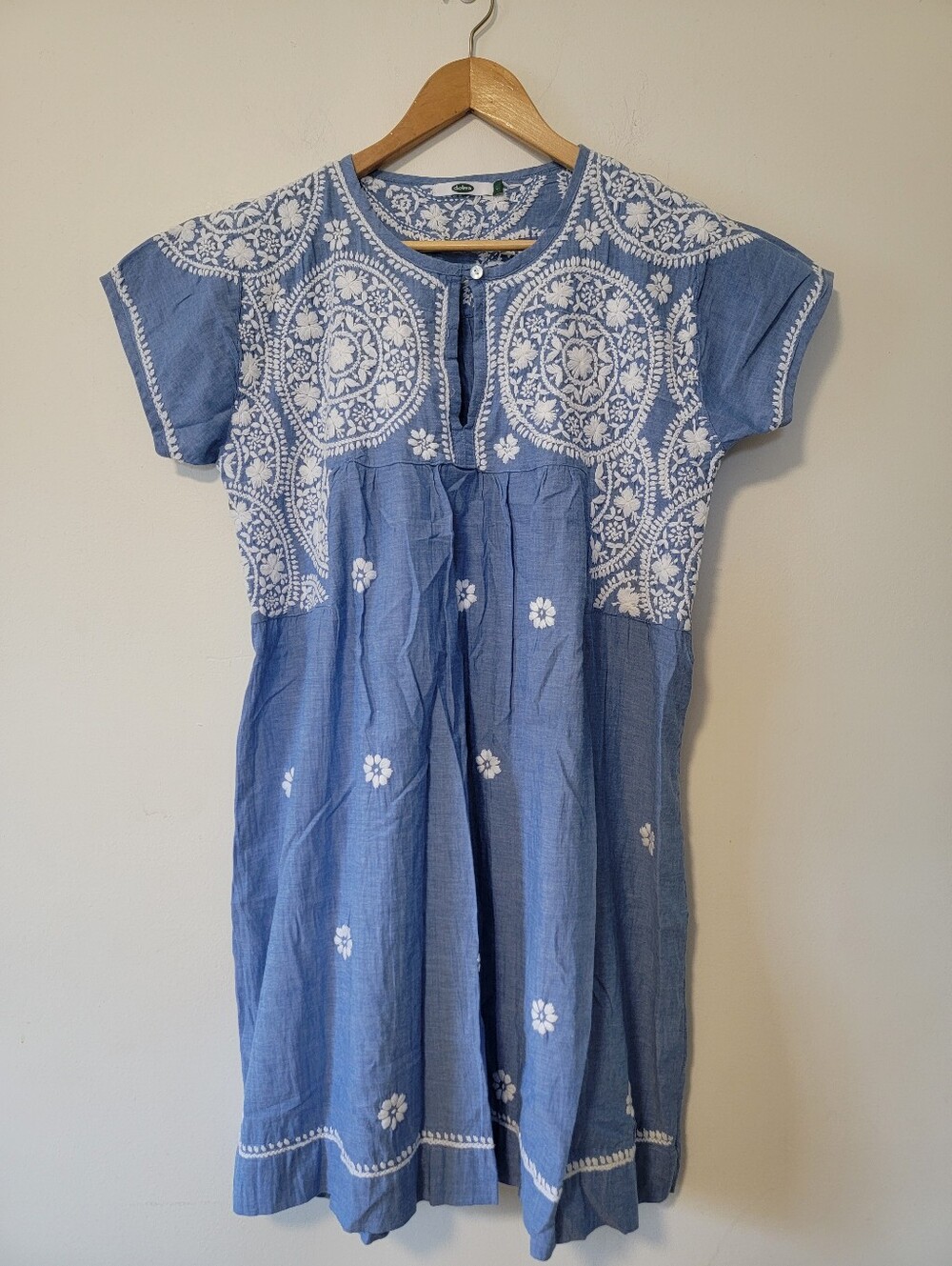 Dolma Blue Embroidered Button Front Top